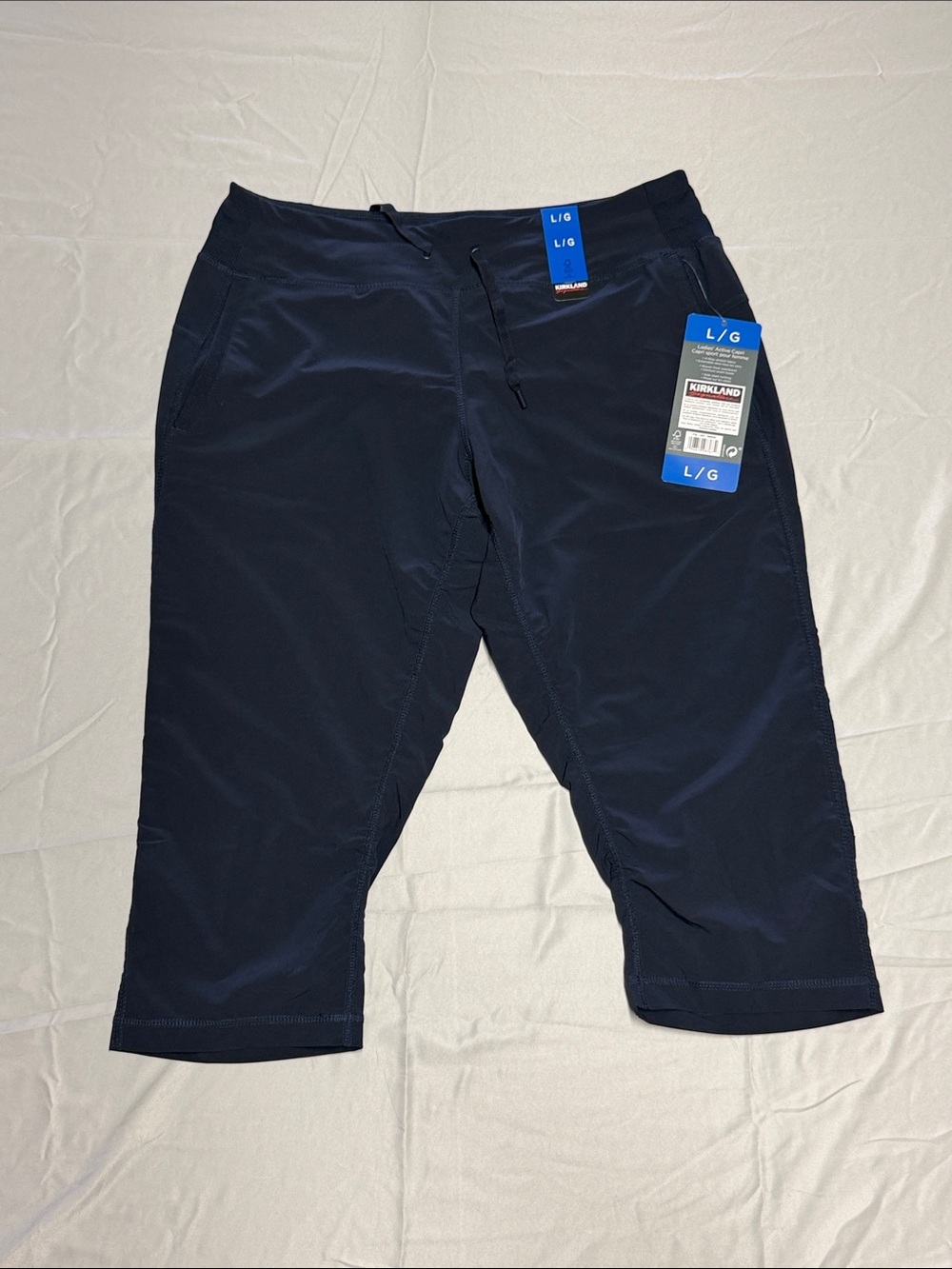 Kirkland Signature Dark Navy Ladies Active Capri Pants with Drawstring